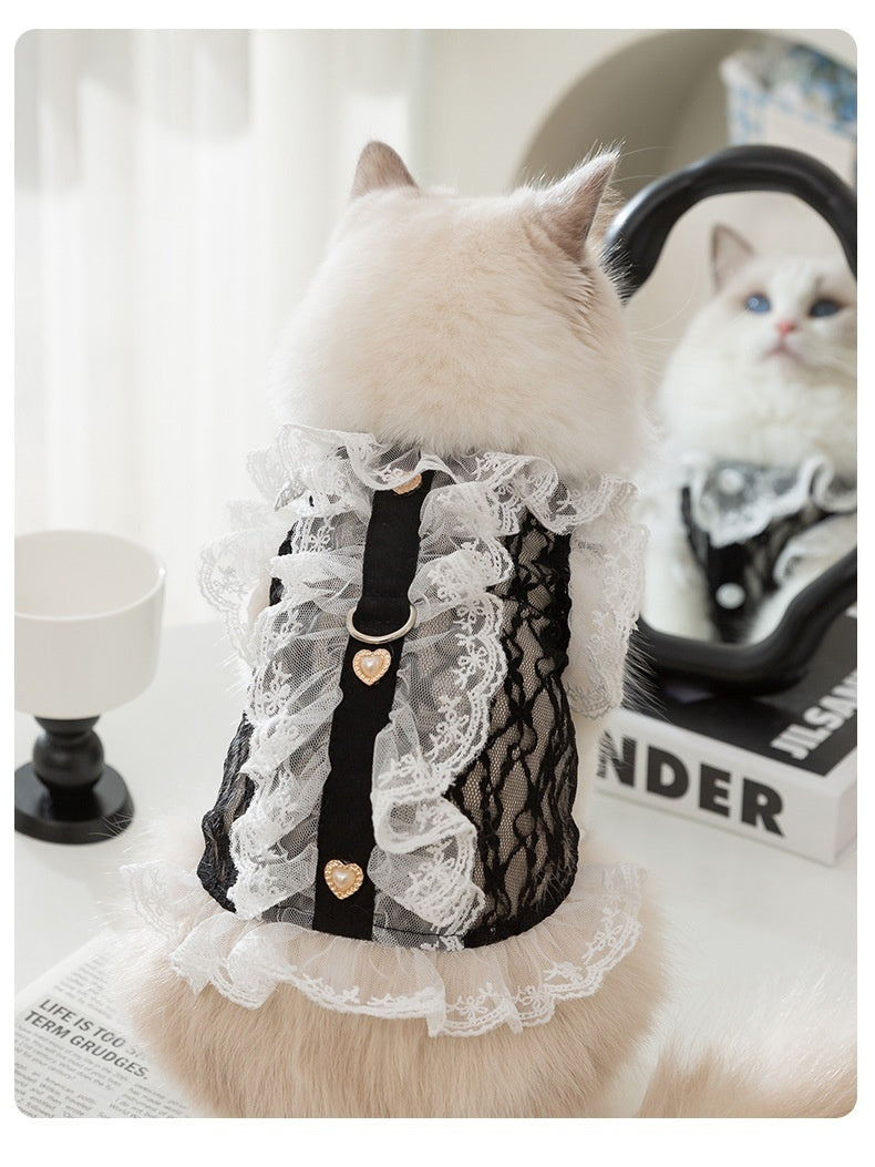 Cat Clothing Lace Traction Cat Vest