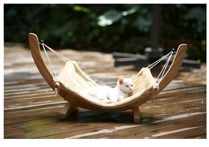 Cat Hammock Wooden Bed