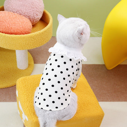 Cat Clothing Flower Collar Shirt