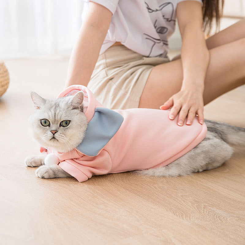 Velvet Cartoon Pink Elephant Funny Cat Costume