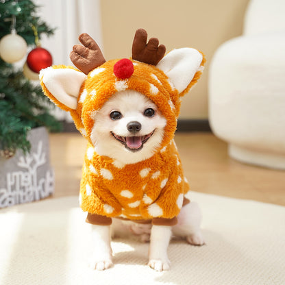 Fleece-lined Christmas Dog Reindeer Costume