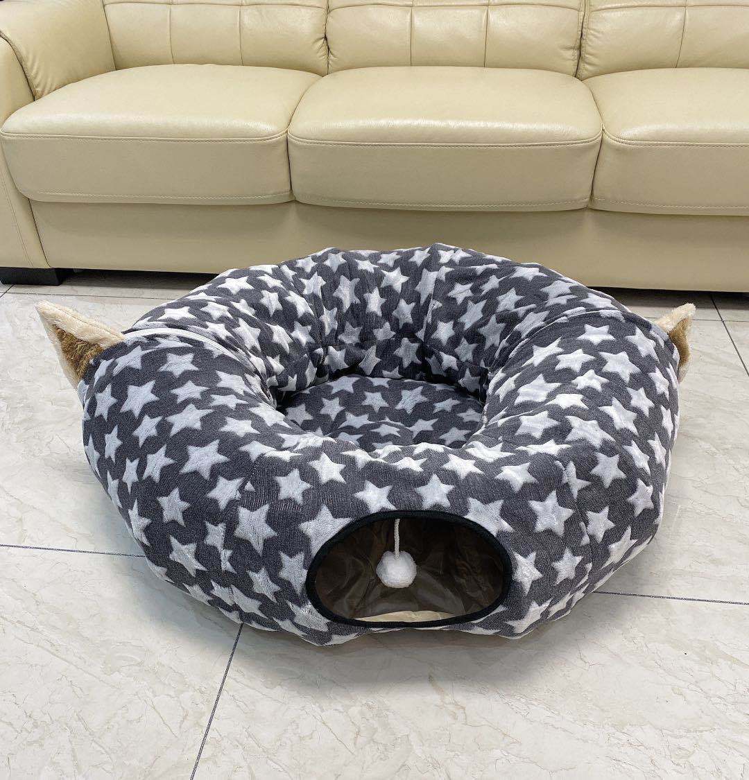 Round Cat Tunnel Bed For Play And Sleep