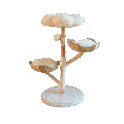 Cloud Cat Tree Ten Year Natural Grown Fruit Wood Cat Tree with Rattan Nest