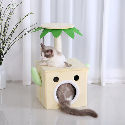 flower cat house with toy