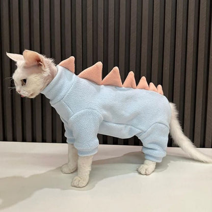 hairless Cat Wear Dinosaur Costume 