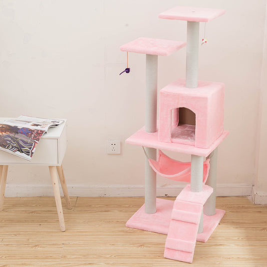 pink cat tree house