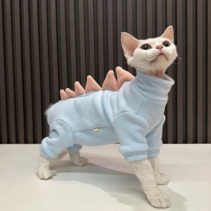 sphynx cat wear fleece Dinosaur Costume 